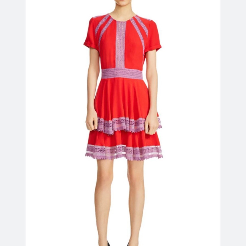 Maje Purple and Red Raglia Dress